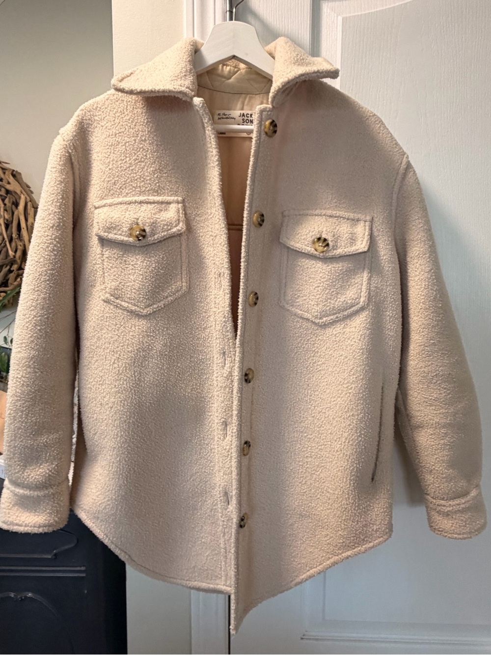 Jackson Rowe Cream Teddy Jacket with Button Front